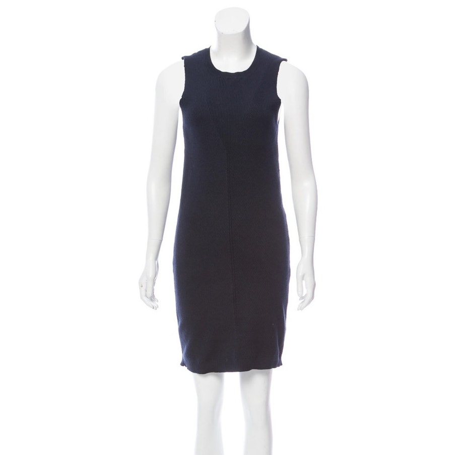 $204 Oak Crew Neck Navy Blue Pencil Mini Dress - L
